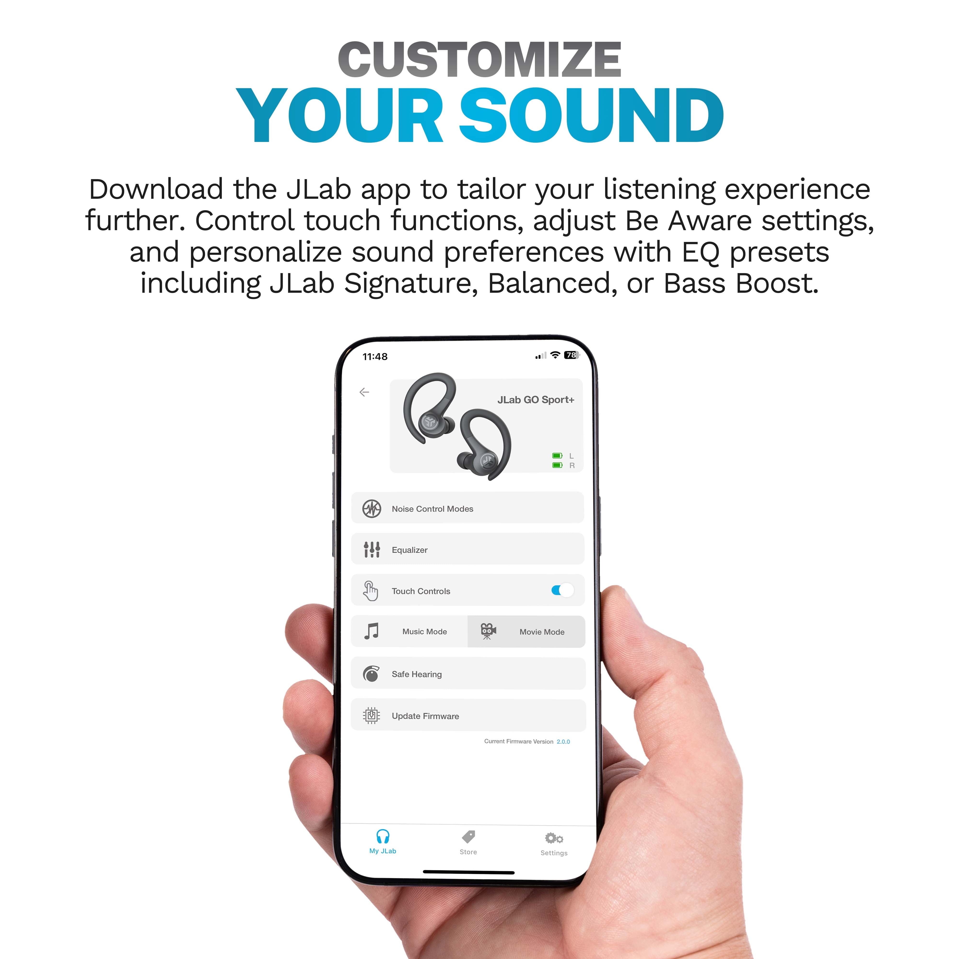 Go Sport+ Wireless Workout Earbuds, 35 Hr Playtime, Secure Earhook, Custom Sound & Controls, Coral