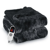 Electric throw blanket with LED display and tie-dye black design