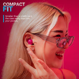 GO Pop Active Noise Cancelling Bluetooth Earbuds, Charging Case, Fuchsia