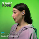 Go Pop+ True Wireless Earbuds, Mauve, Bluetooth, IPX4, Be Aware Mode, Customize Sound, Controls