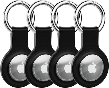 4 Pack Case for Airtag 2021, Silicone Protective Cover Compatible with Airtag Keychain Holder Tracker Finder, Black