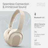 Core ANC Active Noise Cancelling Headphones - Cloud - over Ear Head Phones W/Built-In Microphones - Wireless & Bluetooth + Detachable 3.5Mm Wired - USB-C Charging Cable - 30 Hour Battery