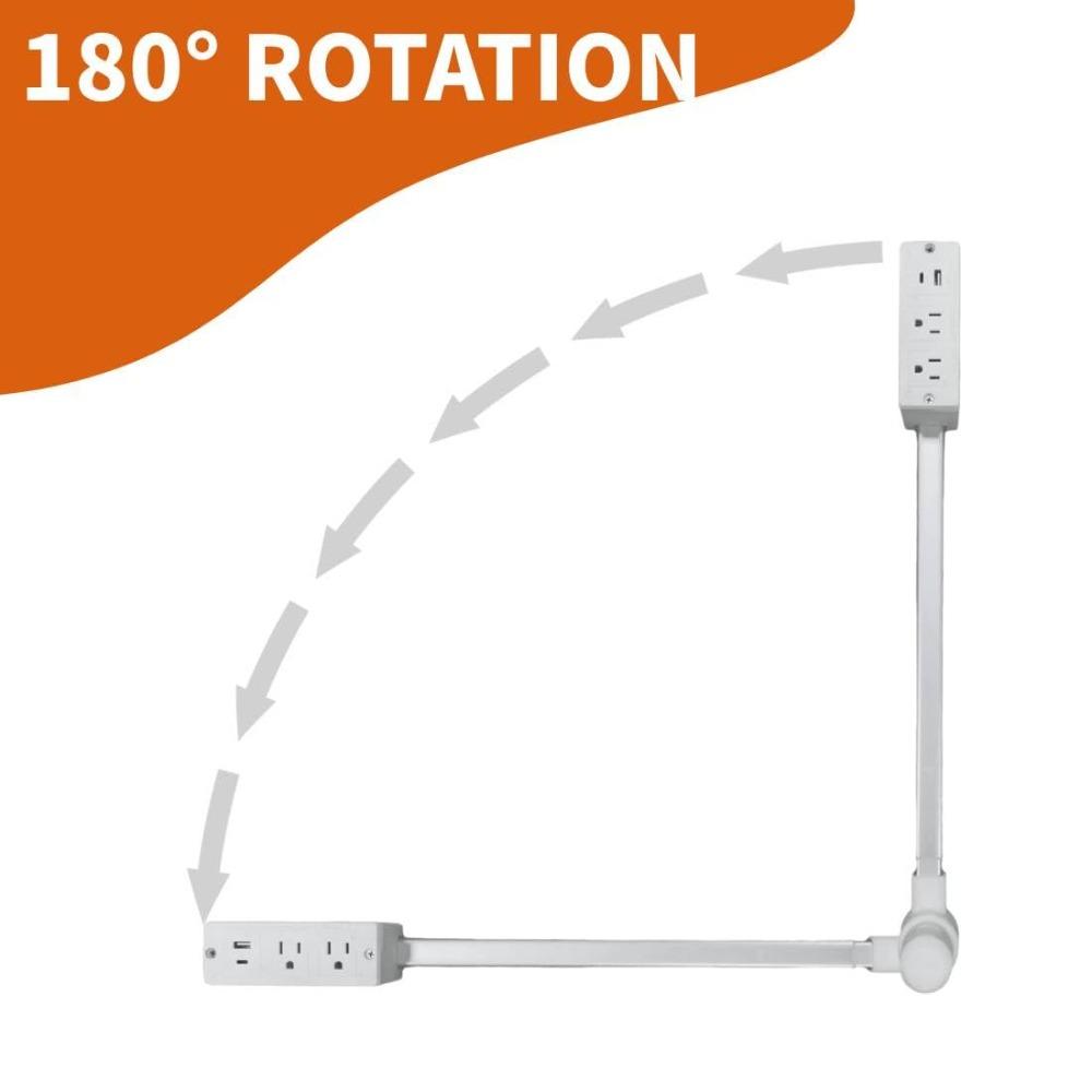 New Rotates 180° Electrical Outlet Extender Adjustable Length White Flat Plug Power Strip Power Socket Expander for Nightstand - webprivatecloud