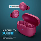 GO Pop Active Noise Cancelling Bluetooth Earbuds, Charging Case, Fuchsia